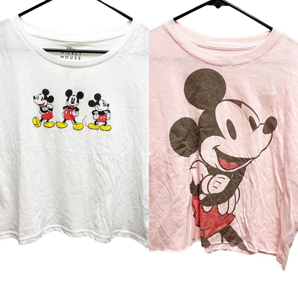 Freeze Disney Lot of 2 Mickey Mouse Crop Top T-shirts XL New with Tags